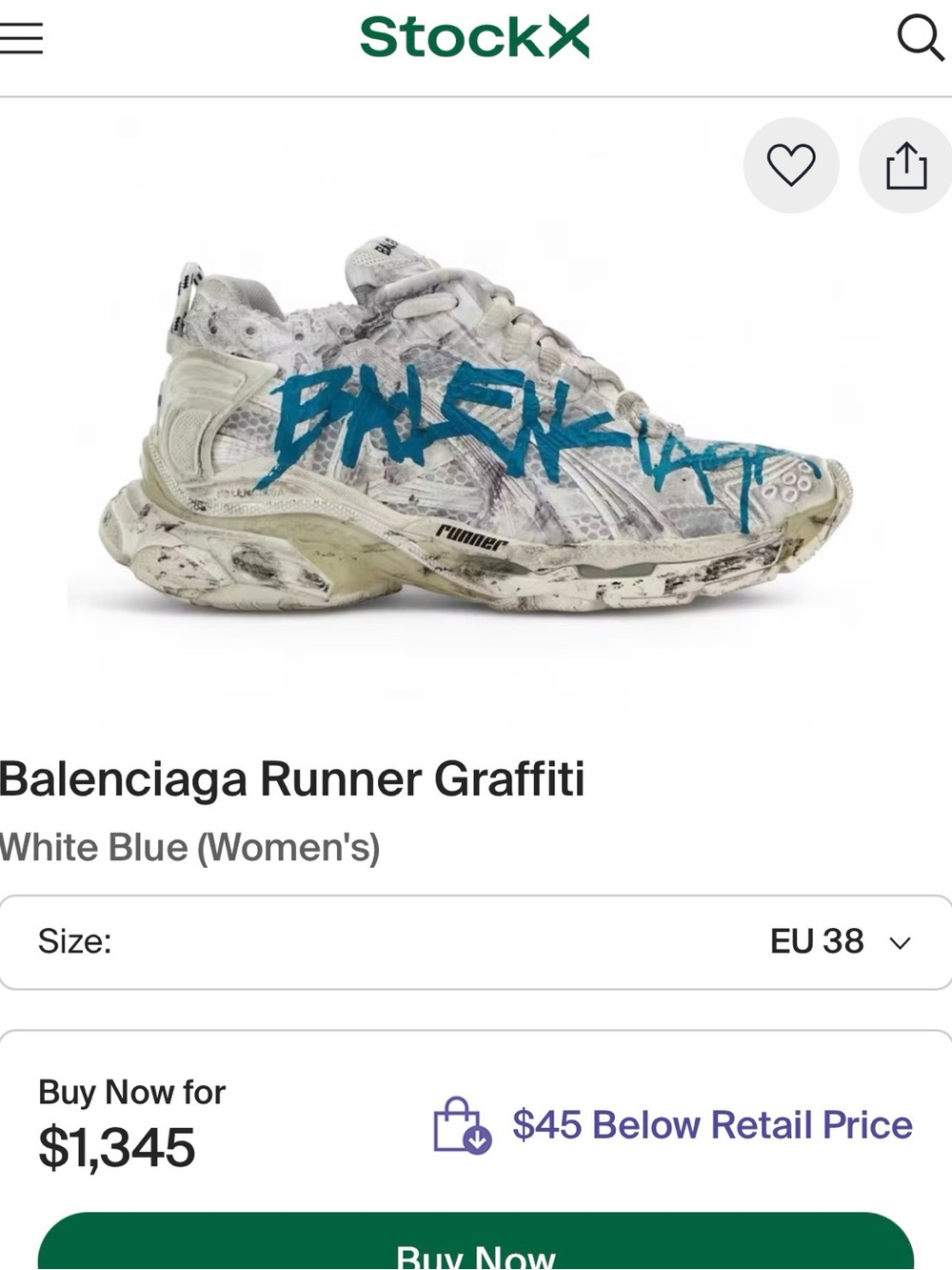 Balenciaga Women's Runner Graffiti Sneakers — White/Blue Teal